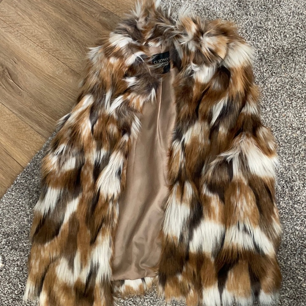 Multi color faux fur vest